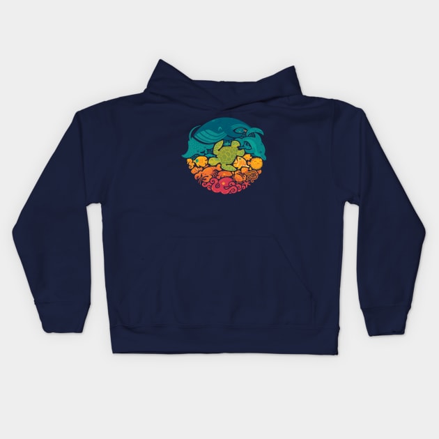 Aquatic Rainbow Kids Hoodie by Waynem